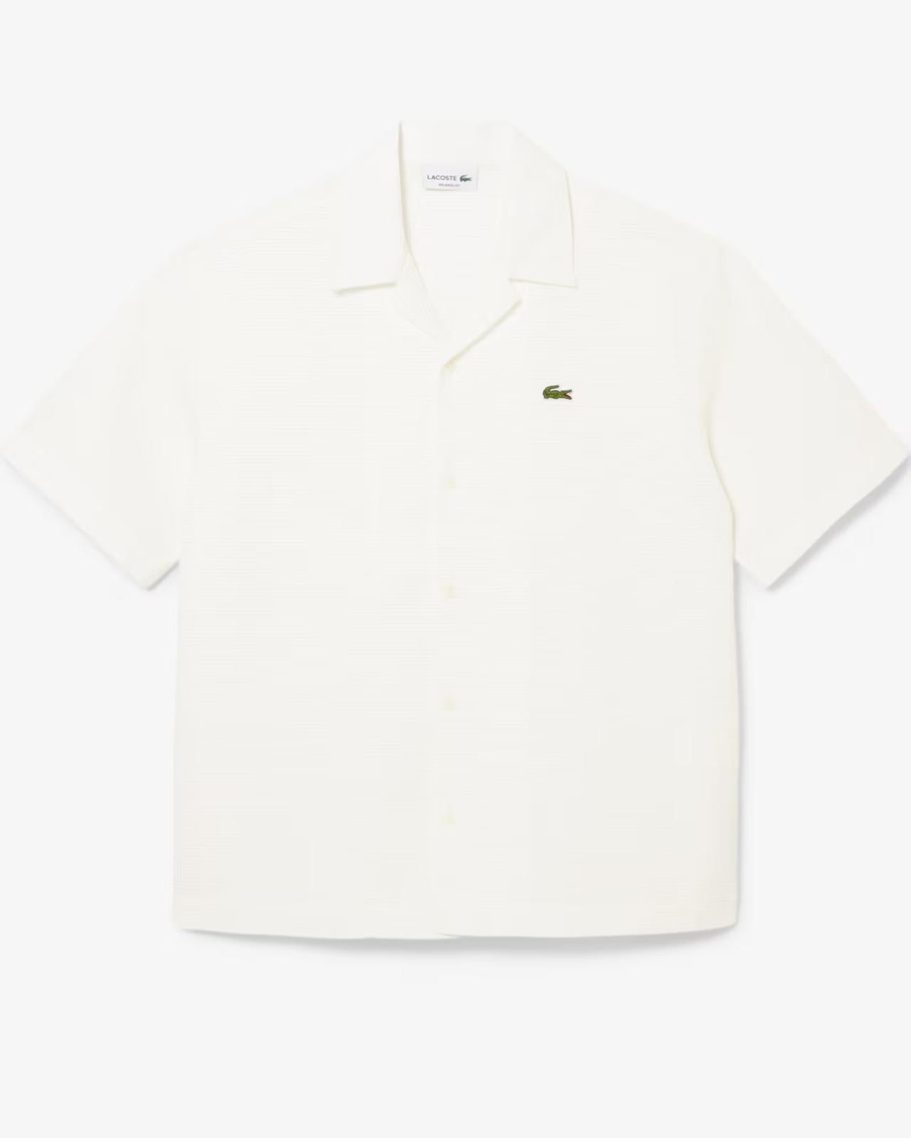 Camicia Lacoste a nido d'ape bianca