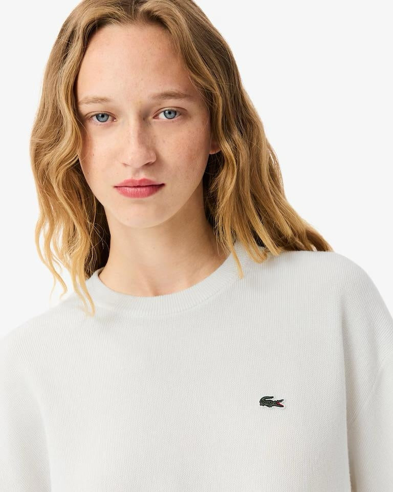 Maglia Lacoste girocollo in misto lana donna