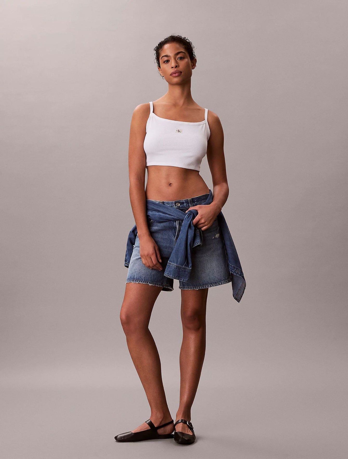 Top Calvin Klein in costina cropped donna