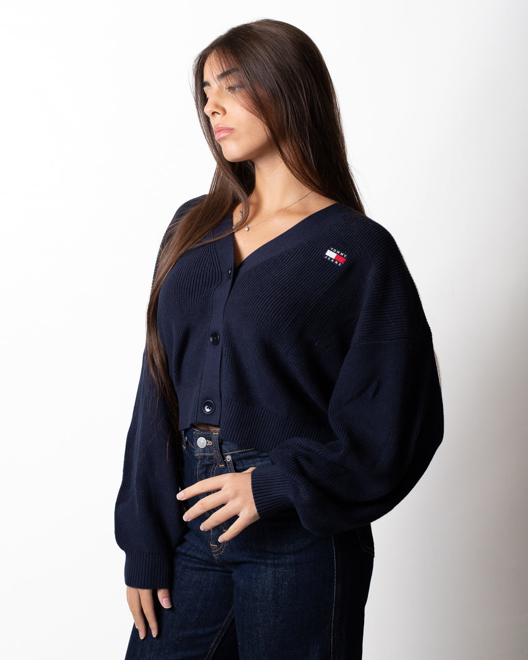 Cardigan Tommy Jeans "Flag Badge" donna