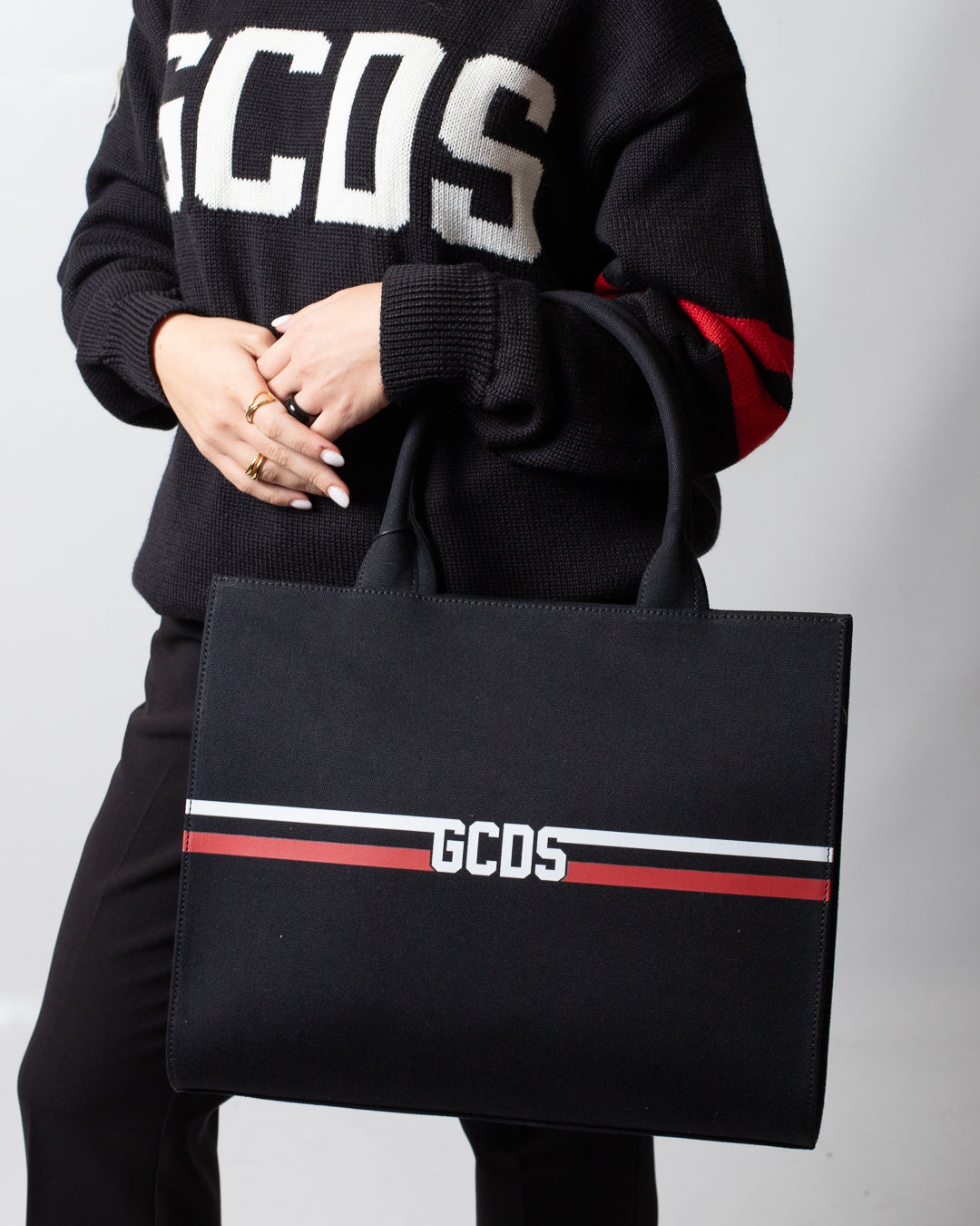 Borsa GCDS in tessuto "Logo stripes" donna