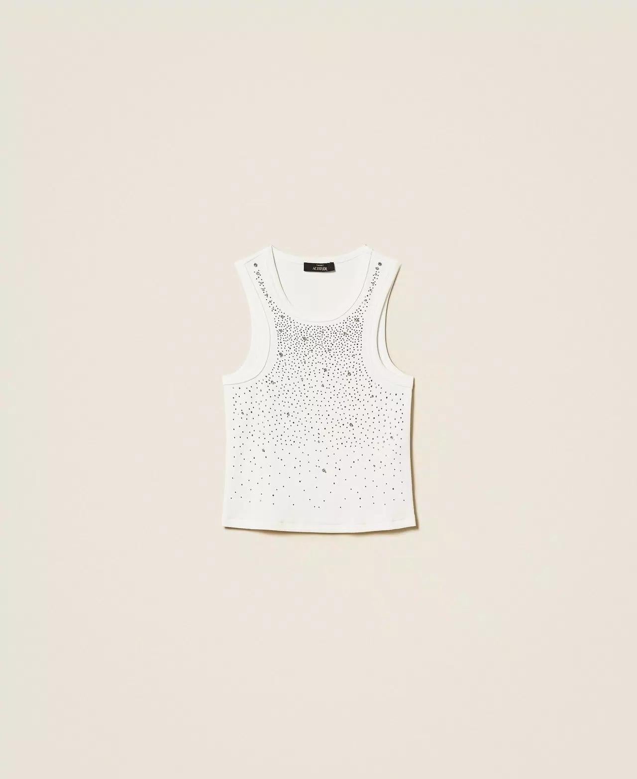 Canotta Twinset Actitude in costina e strass donna