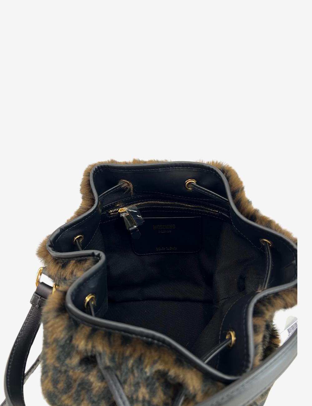Borsa Moschino a secchiello con pelliccia sintetica donna