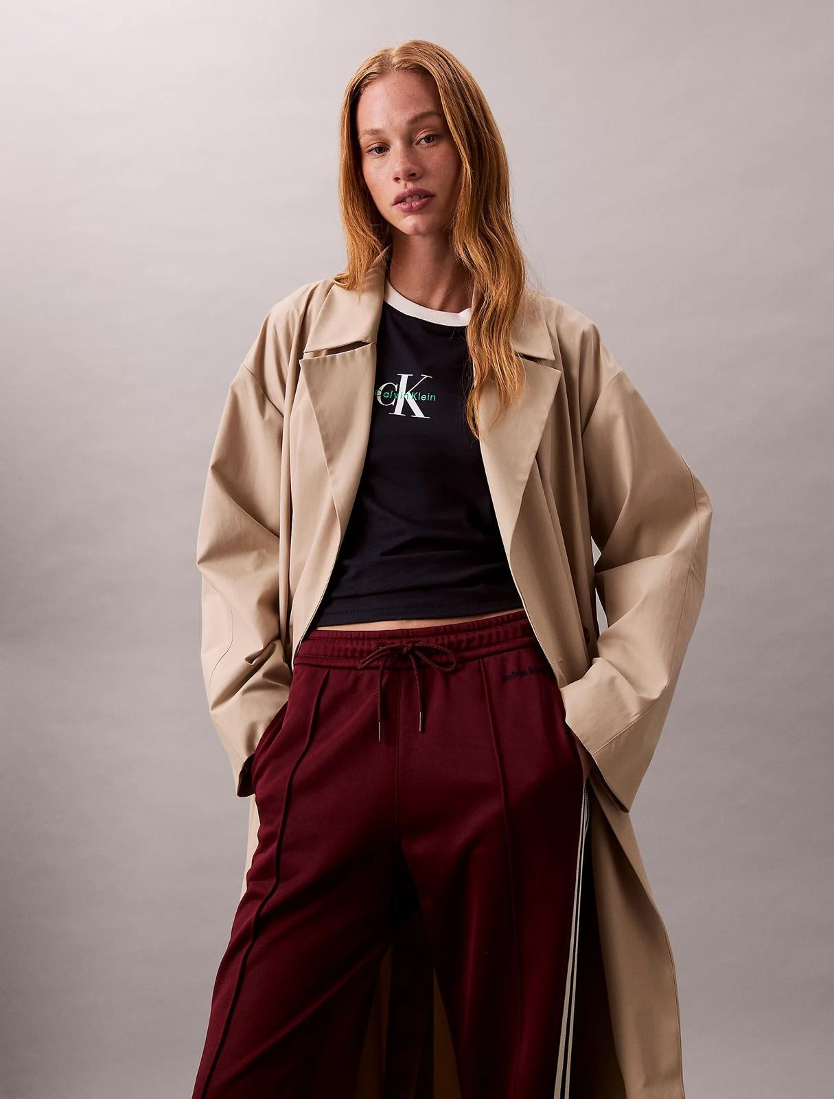 Pantalone Calvin Klein acetato con strisce a contrasto donna