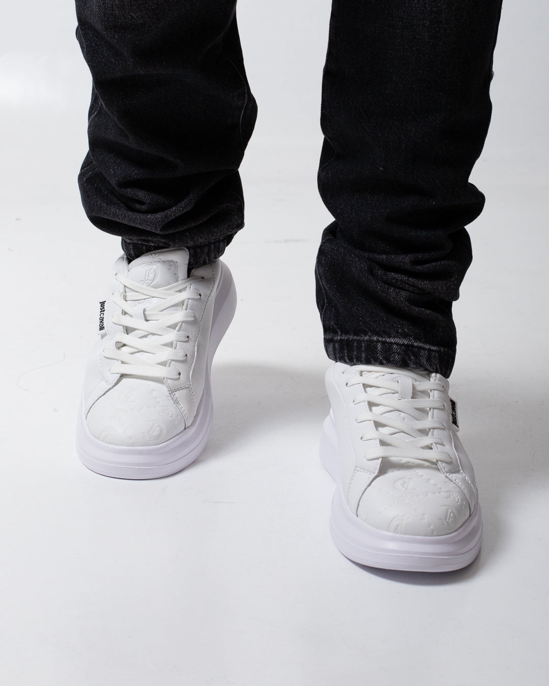 Sneakers Just Cavalli in pelle con logo jacquard uomo