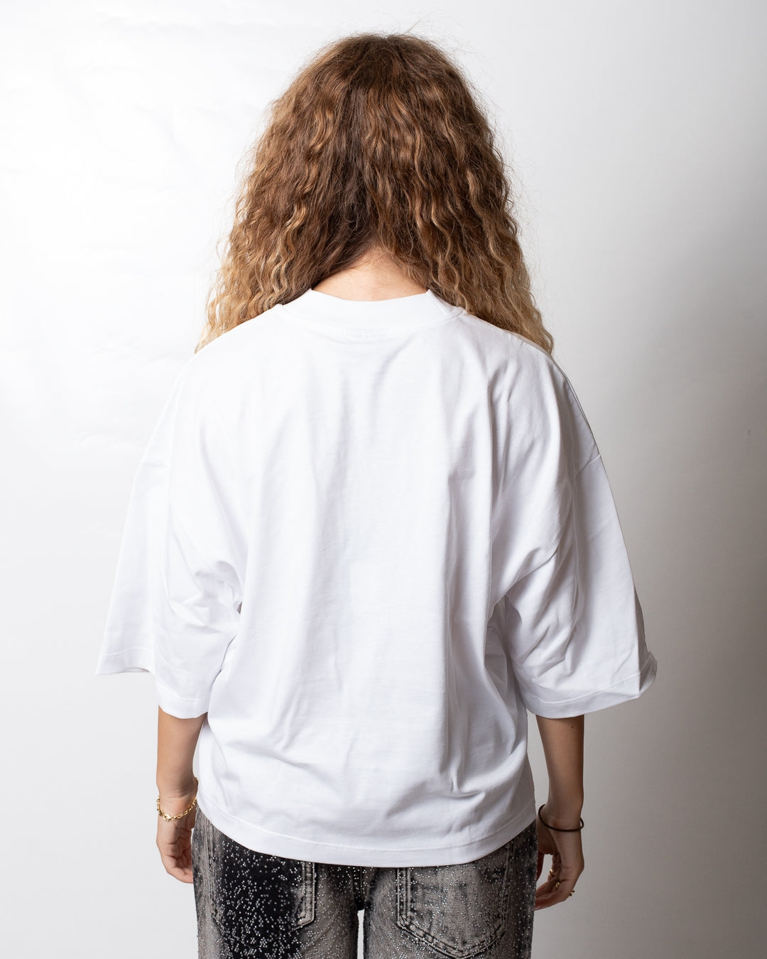 T-Shirt Comme des Fuckdown con logo in pelle donna
