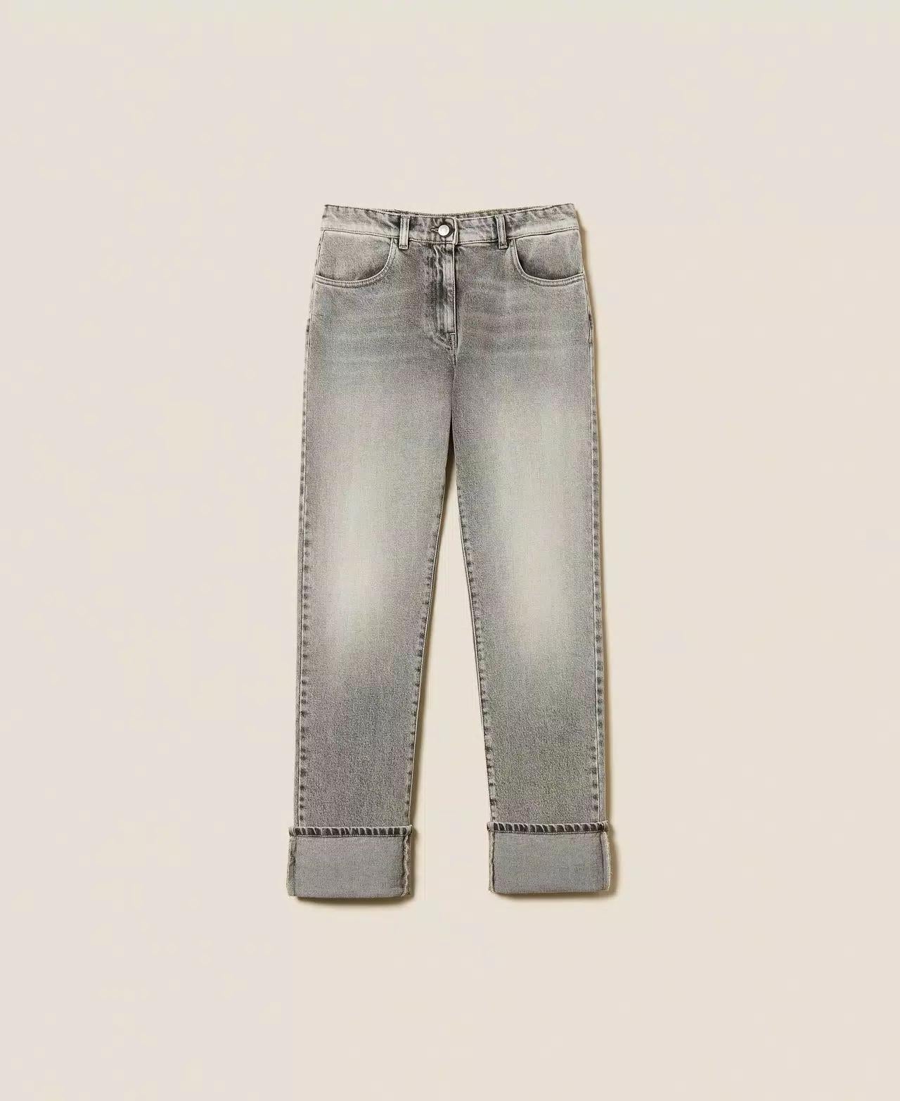 Jeans Twinset Actitude straight con risvolti donna