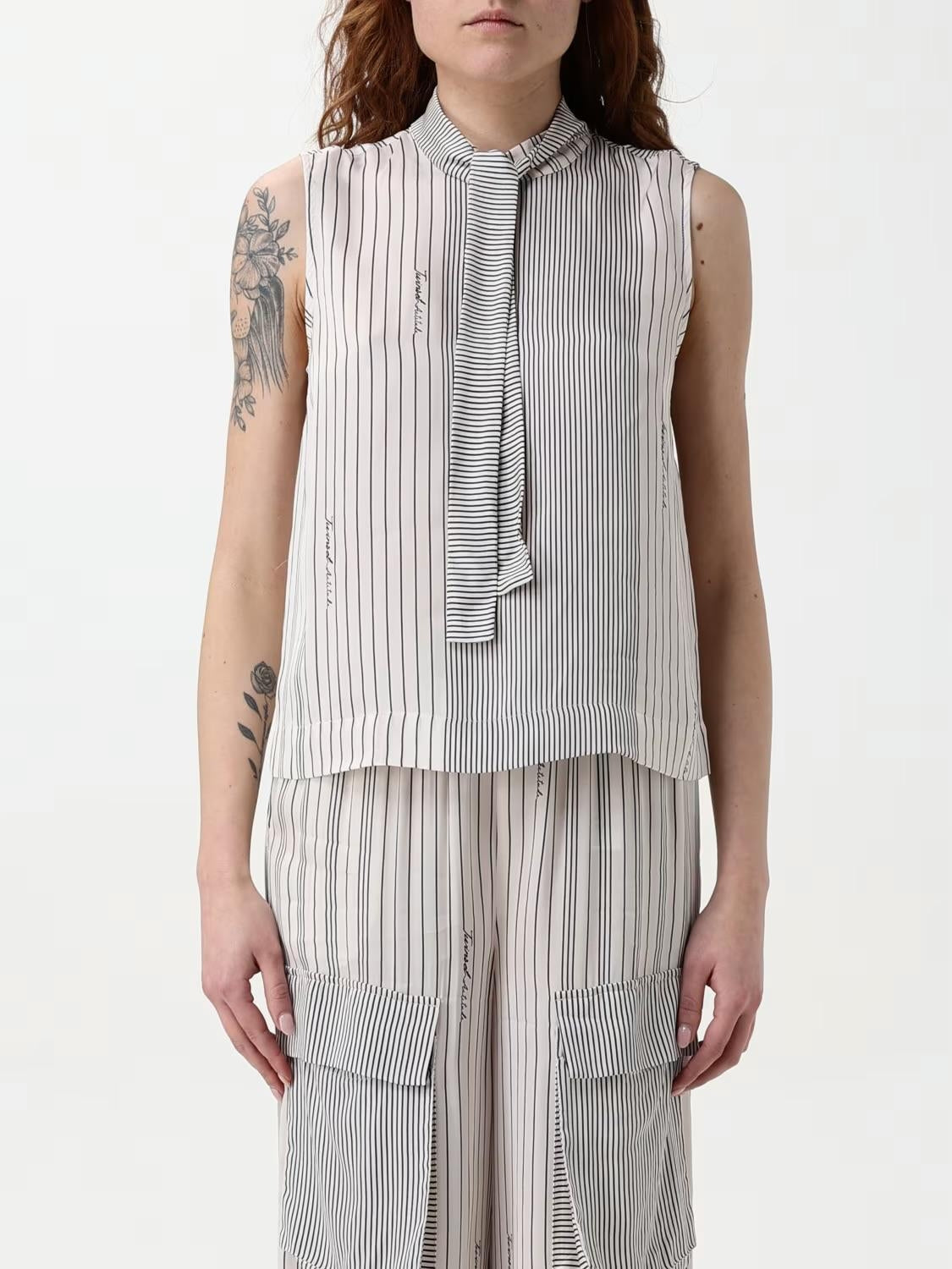 Top Twinset Actitude a strisce con logo