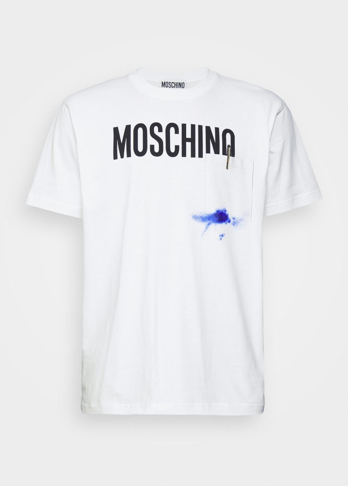 T-Shirt Moschino con maxi logo e taschino stampa uomo