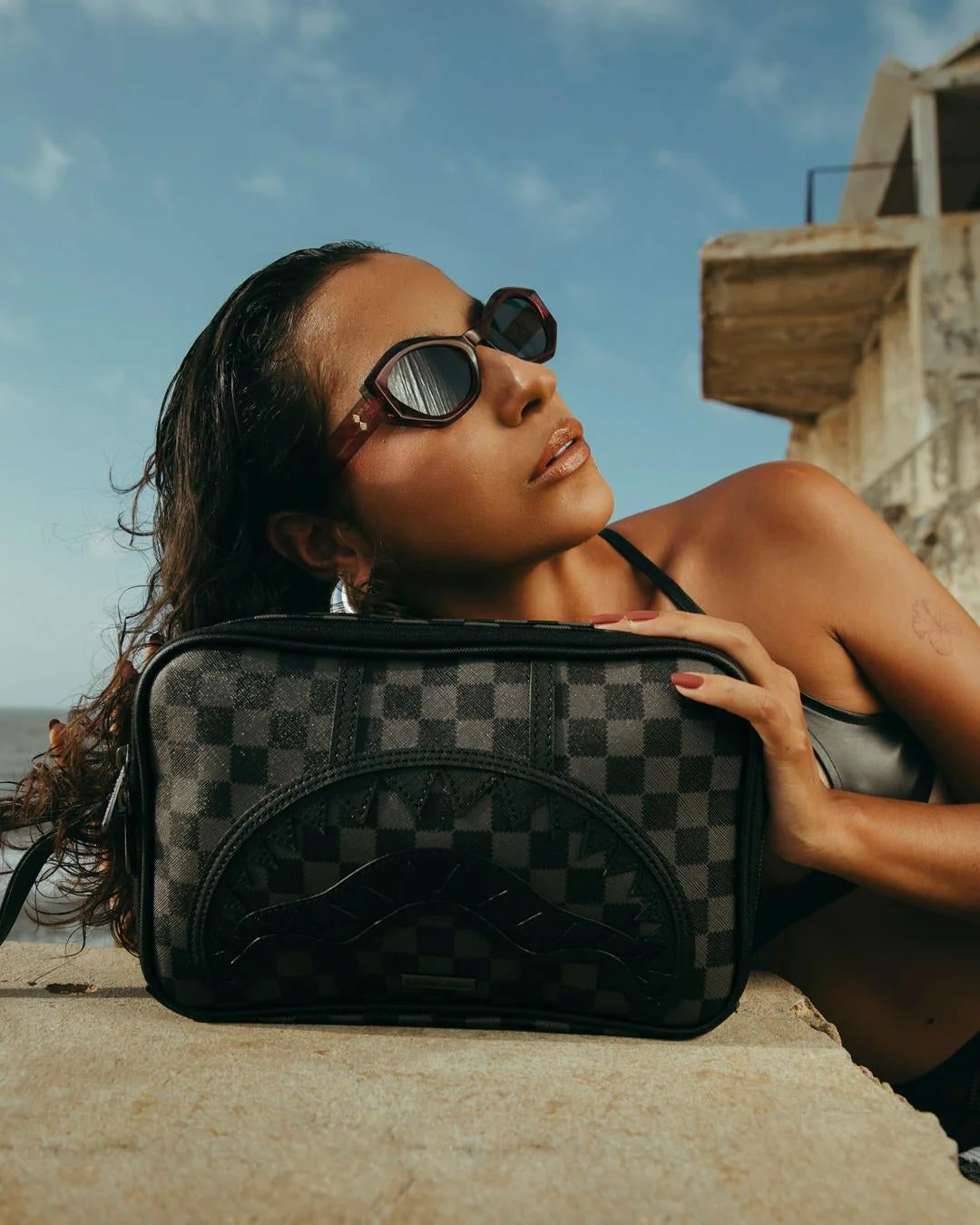 Pochette e beauty Sprayground nero Midnight chateau toiletry brick