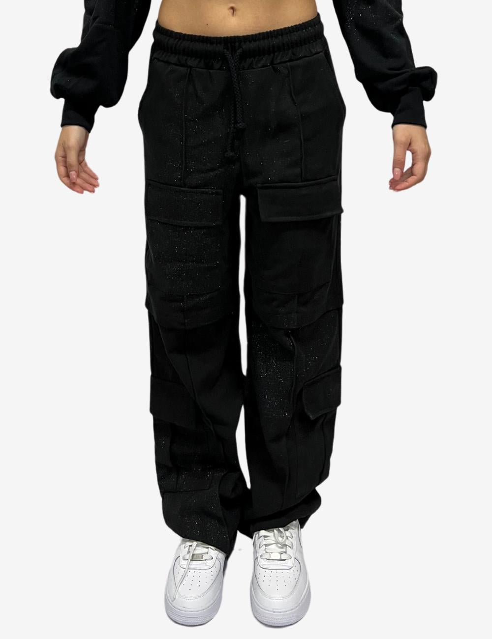 Pantalone Disclaimer cargo con glitter all-over donna