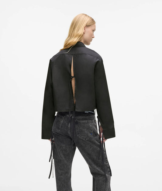 Blusa Karl Lagerfeld Jeans cropped con laccetti donna