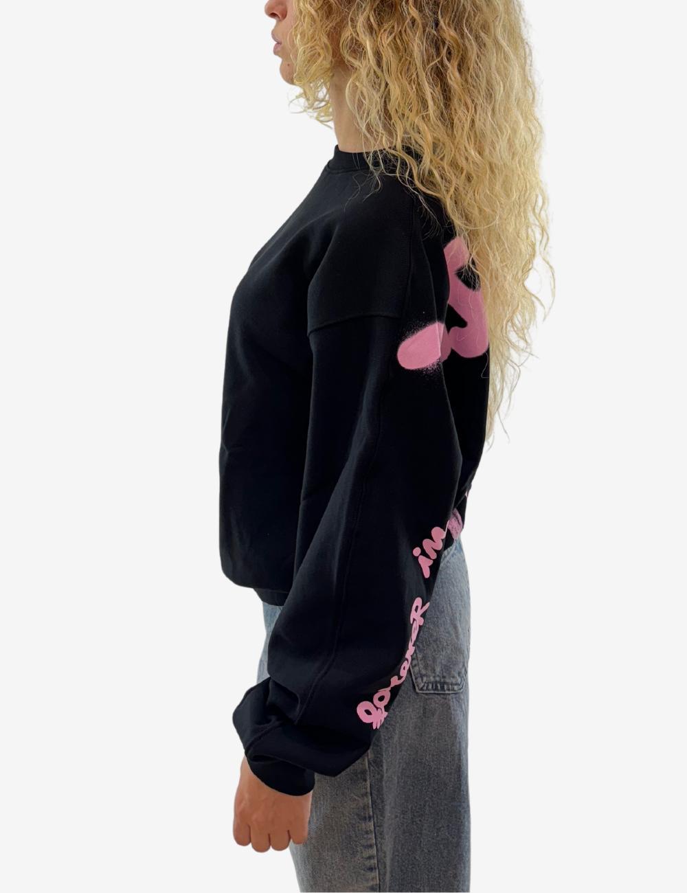 Felpa Disclaimer girocollo con logo e orso sul retro donna