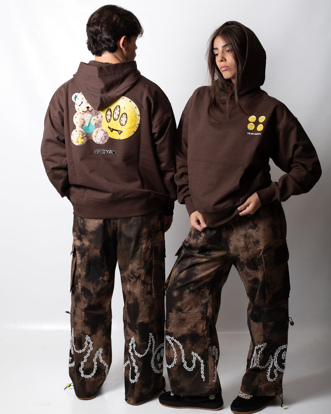 Felpa Barrow "Emoji" con cappuccio, strass e perline
