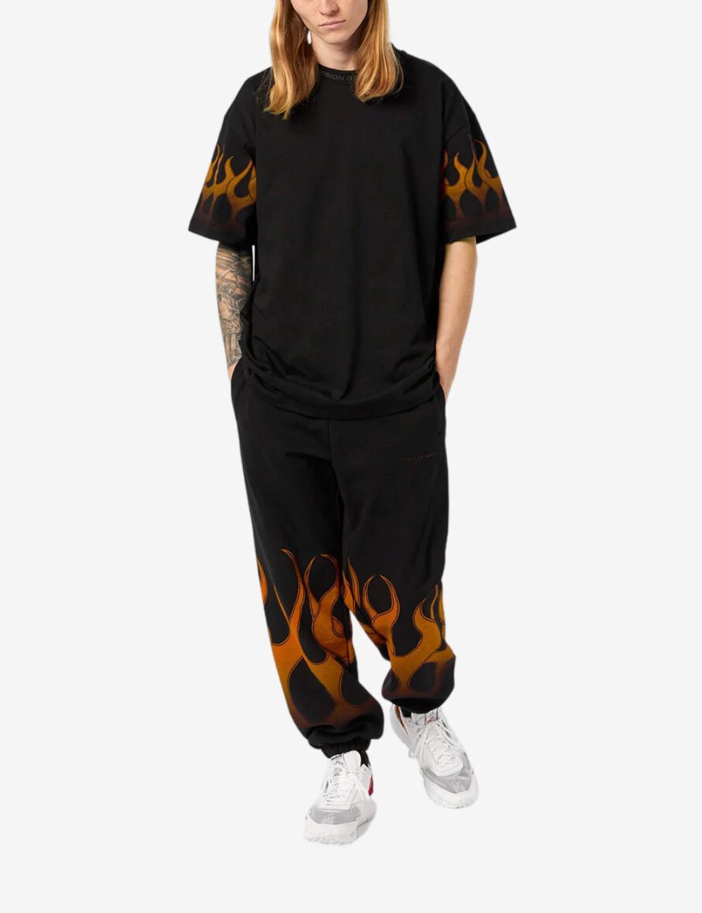 T-Shirt Vision Of Super "Orange Flames" uomo