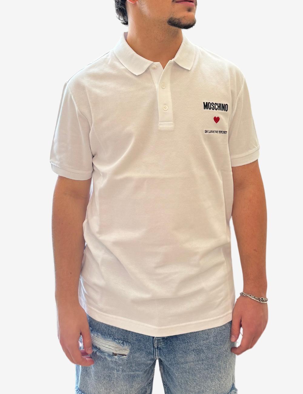 Polo Moschino "In love we trust" con ricamo uomo