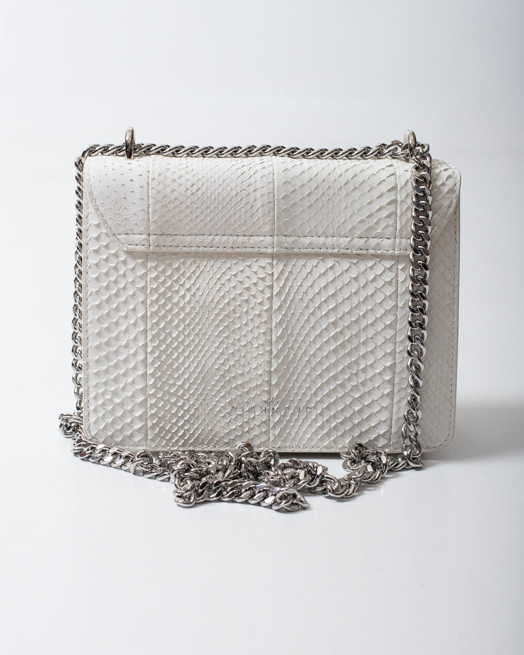 Borsa John Richmond white pitonata con maxi placca donna
