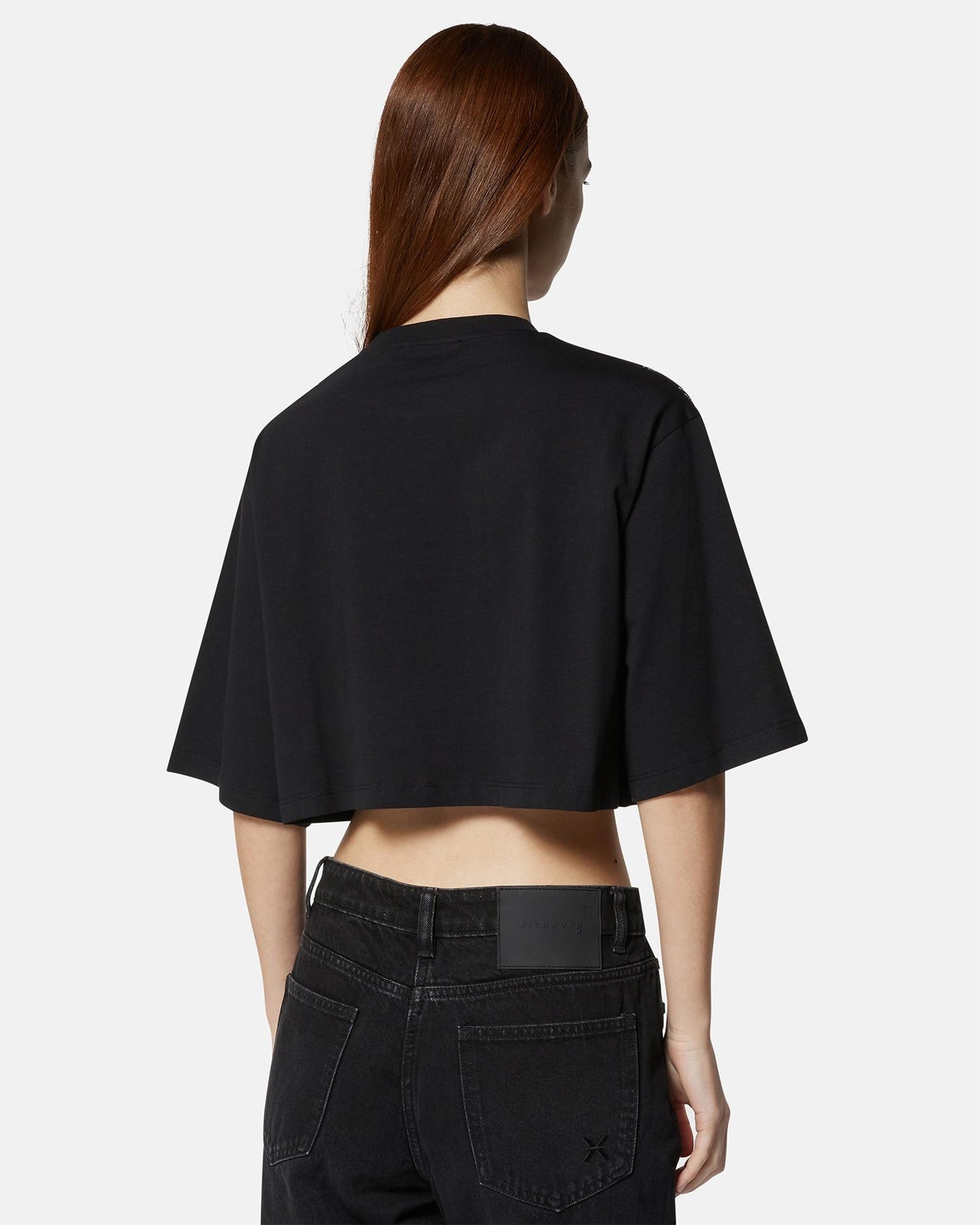 T-Shirt Richmond X cropped con logo strass all-over donna
