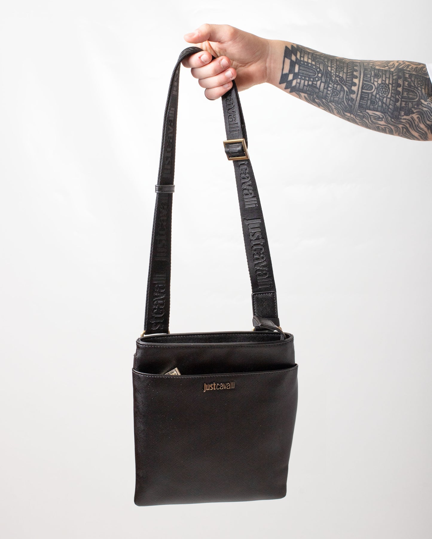 Tracolla Just Cavalli "Metal lettering" in ecopelle