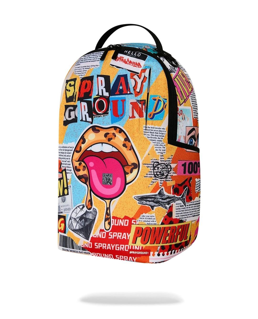 Zaino Sprayground giallo LIPS MAGAZINE COLLAGE BACKPACK