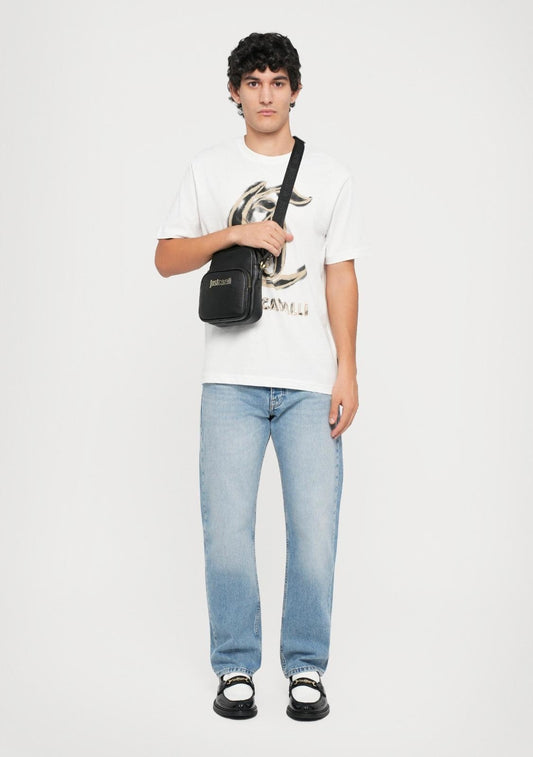 Tracolla Just Cavalli "Metal Lettering" in pelle saffiano uomo