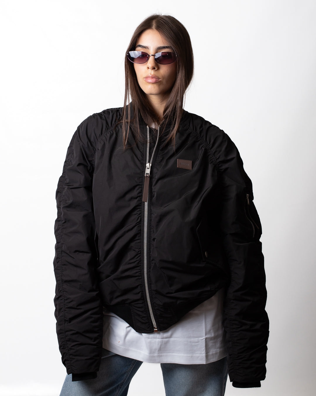 Giubbotto Moschino modello bomber con patch logata