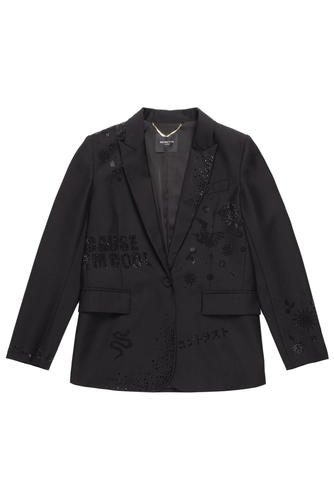 Giacca blazer Nenette monopetto in lana con strass donna