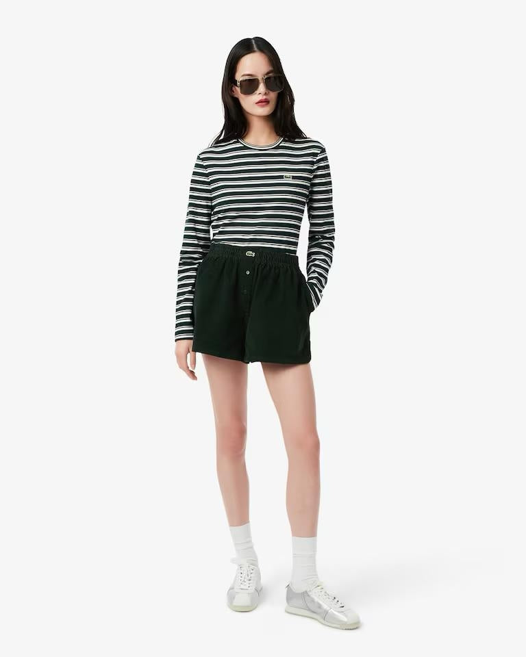 Bermuda Lacoste effetto velluto con bottoni donna