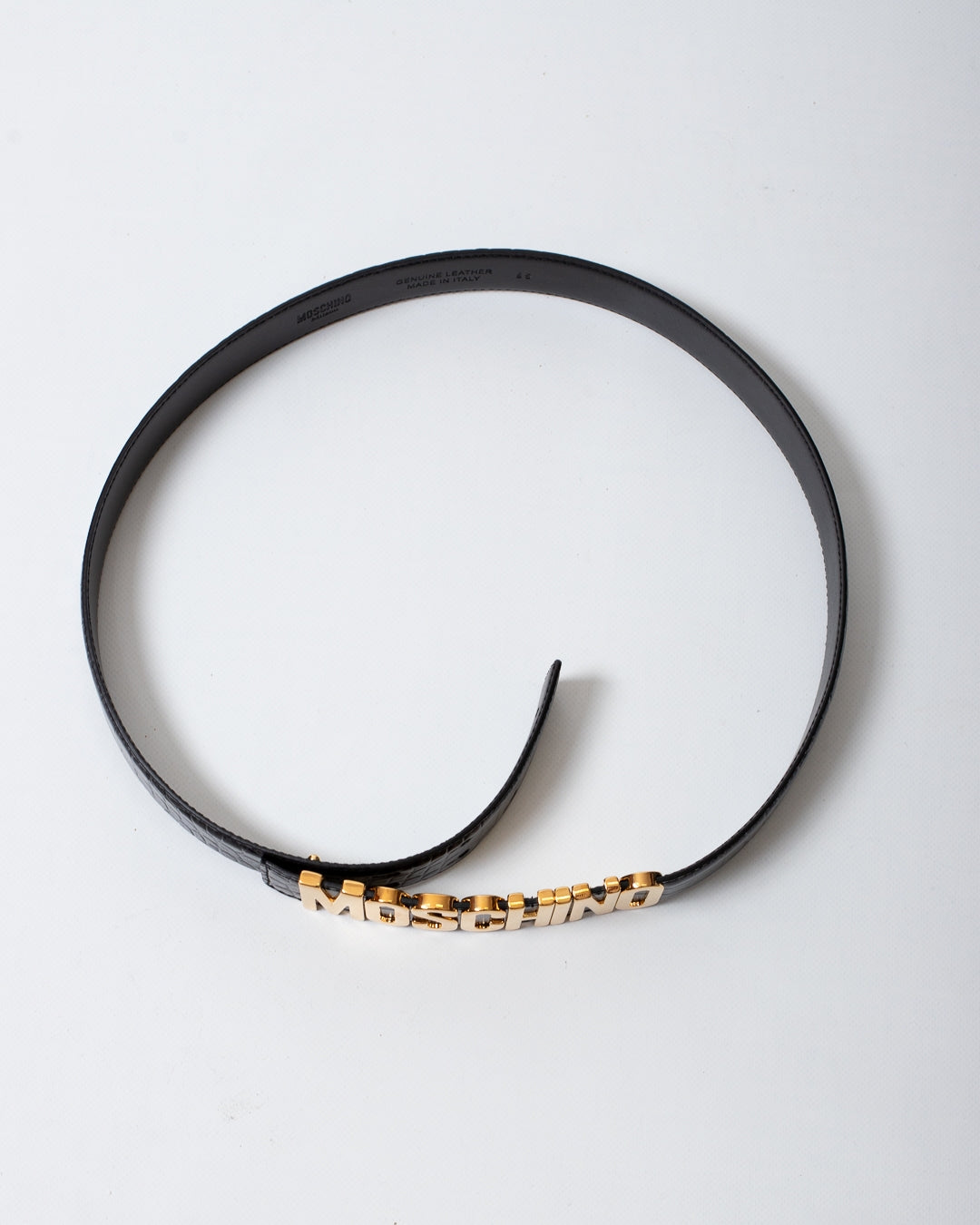 Cinta Moschino coccodrillo in pelle lucida