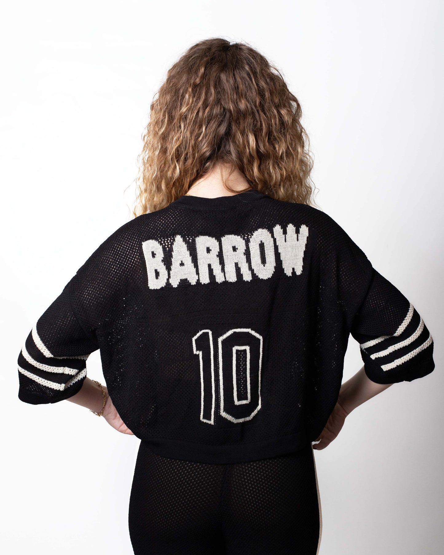 T-Shirt Barrow cropped in maglia traforata donna