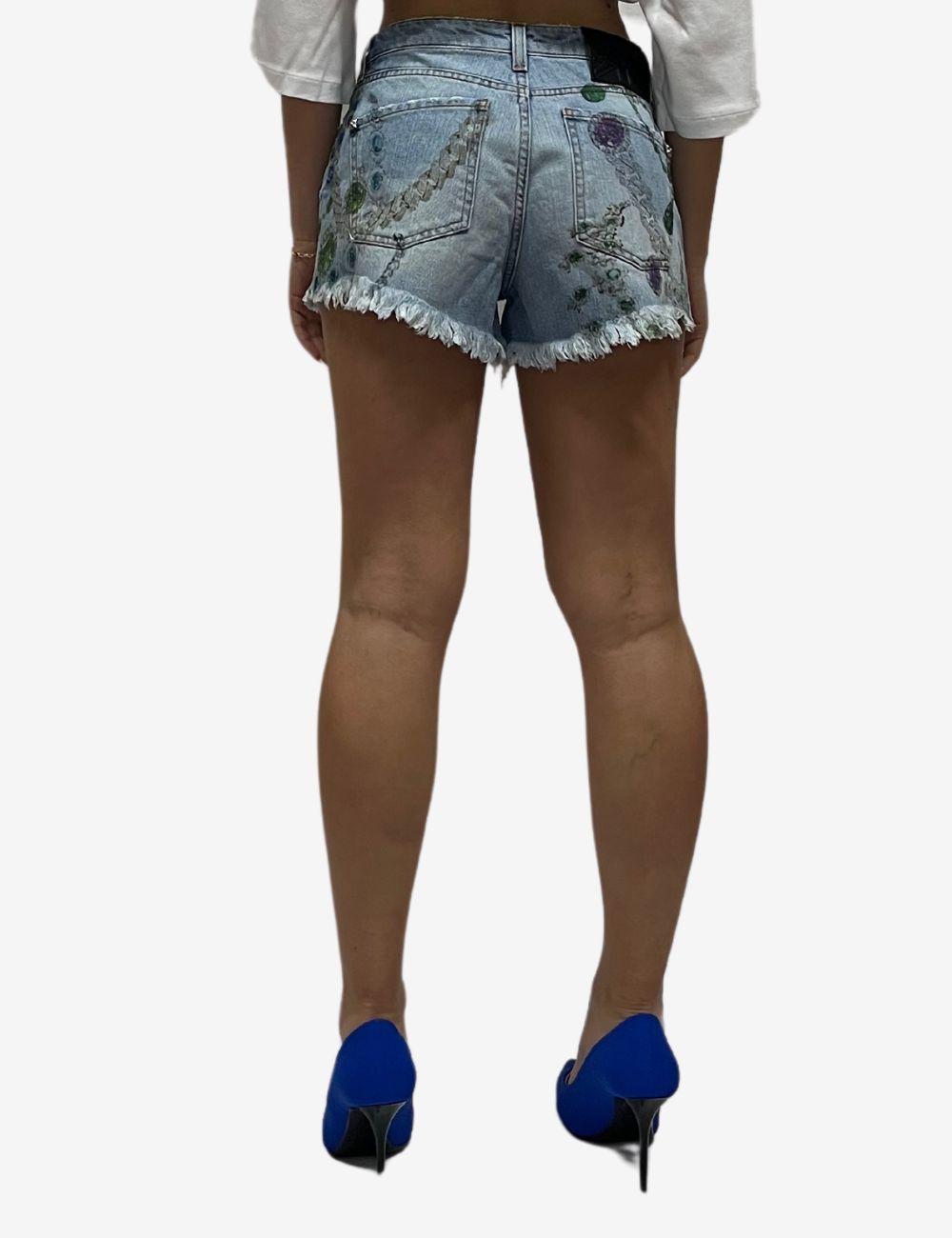 Short John Richmond in denim con stampa gioiello donna