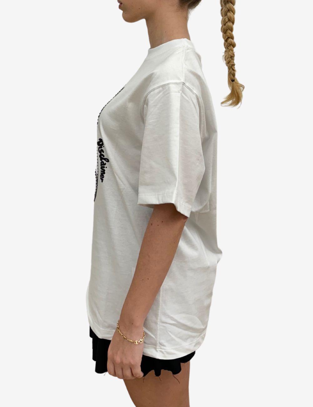 T-Shirt Disclaimer con strass e logo donna