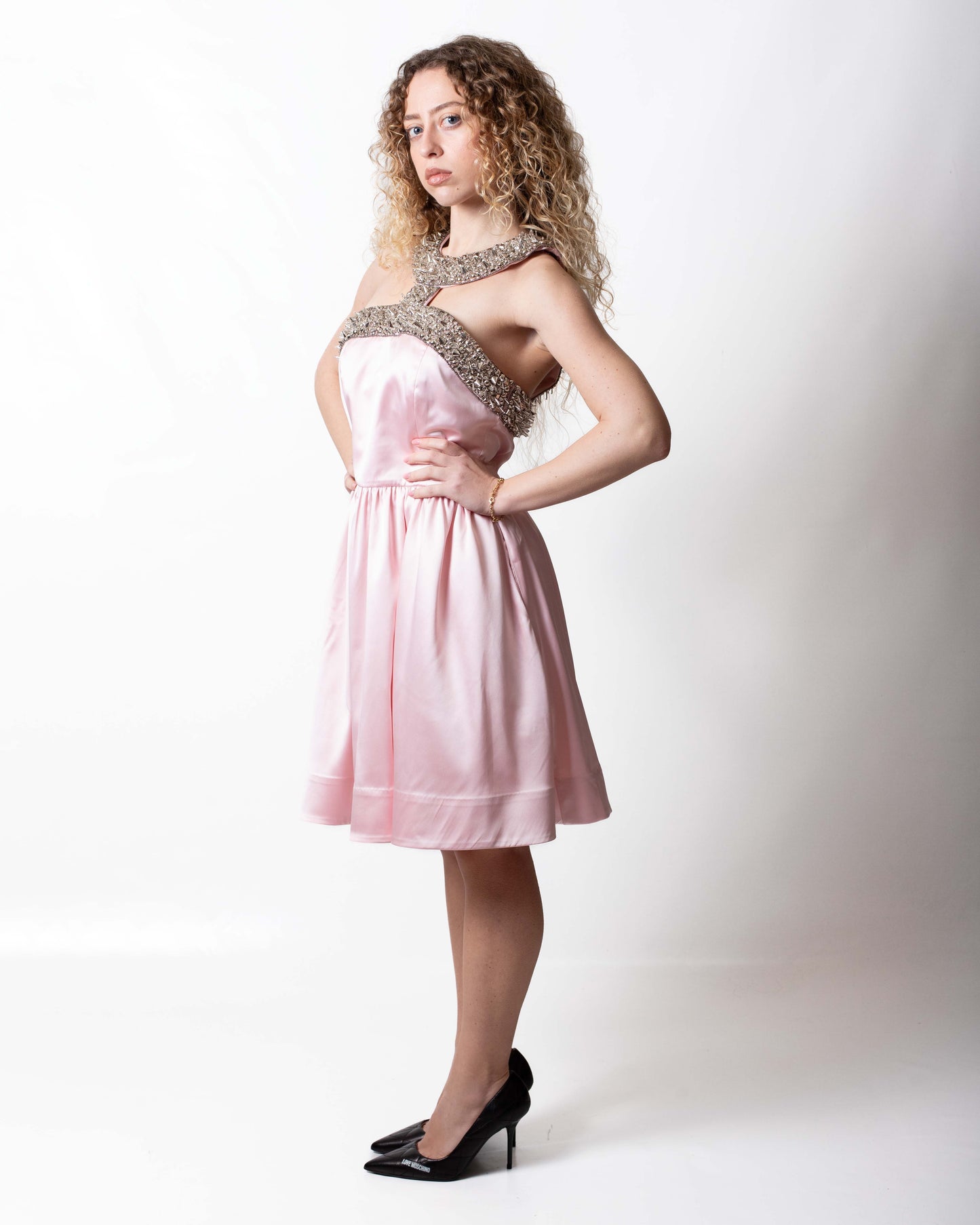 Abito John Richmond short dress in seta con borchie donna