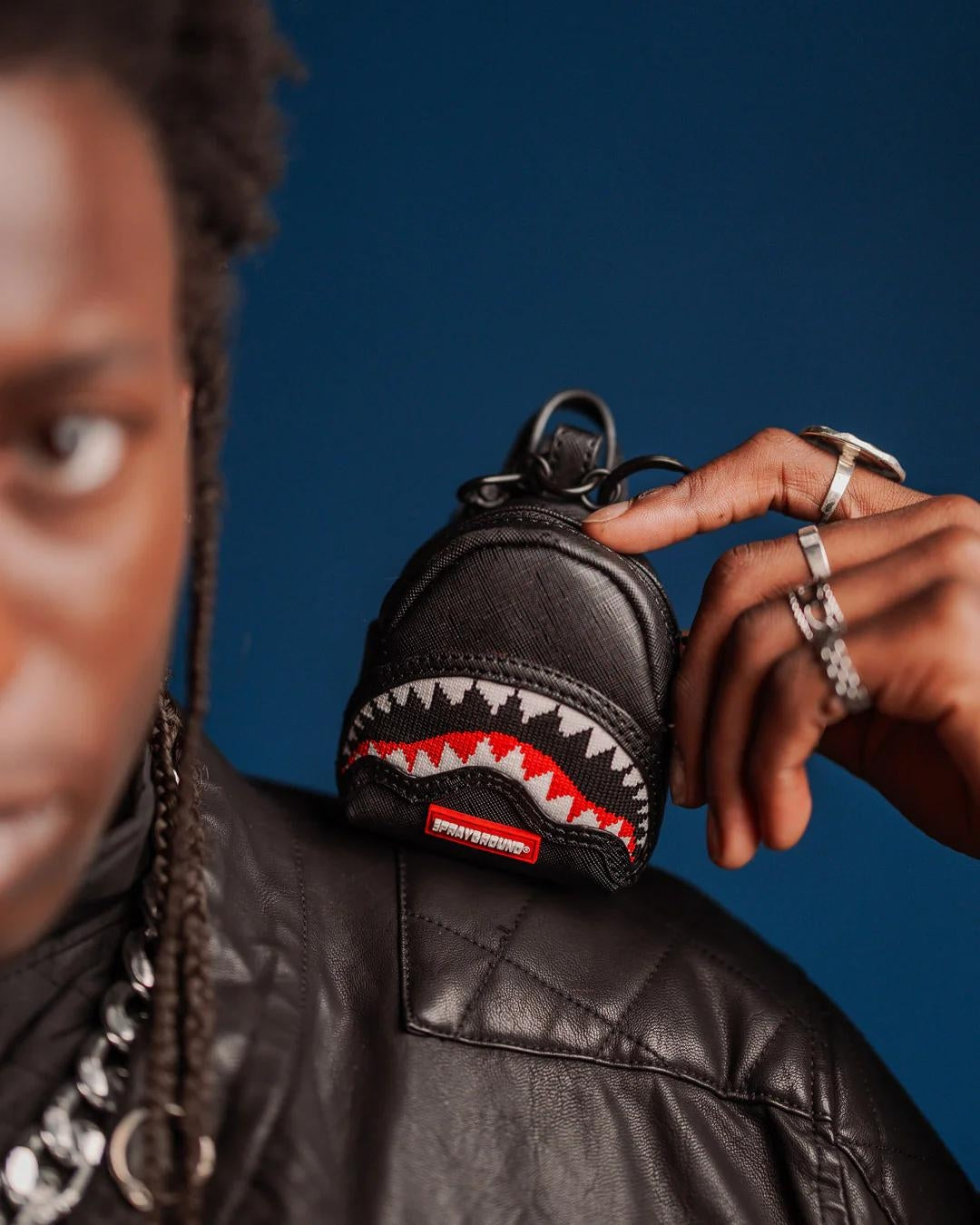 Portachiavi Sprayground nero Fly knit mouth backpack keychain