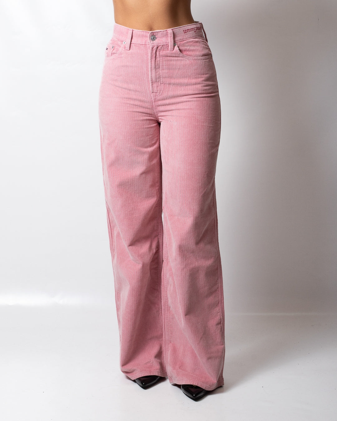 Pantalone Tommy Jeans high wide in costina donna