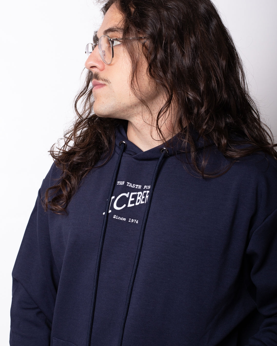 Felpa Iceberg con cappuccio e dettagli in maglia uomo