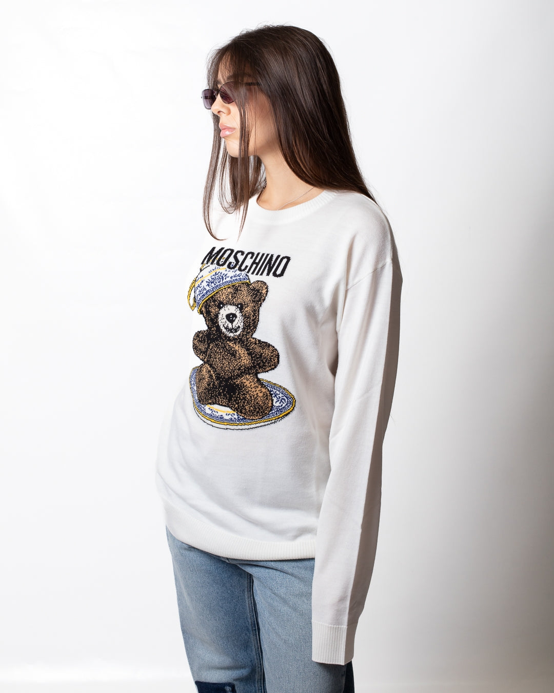 Maglia Moschino in lana con ricamo Teddy Bear