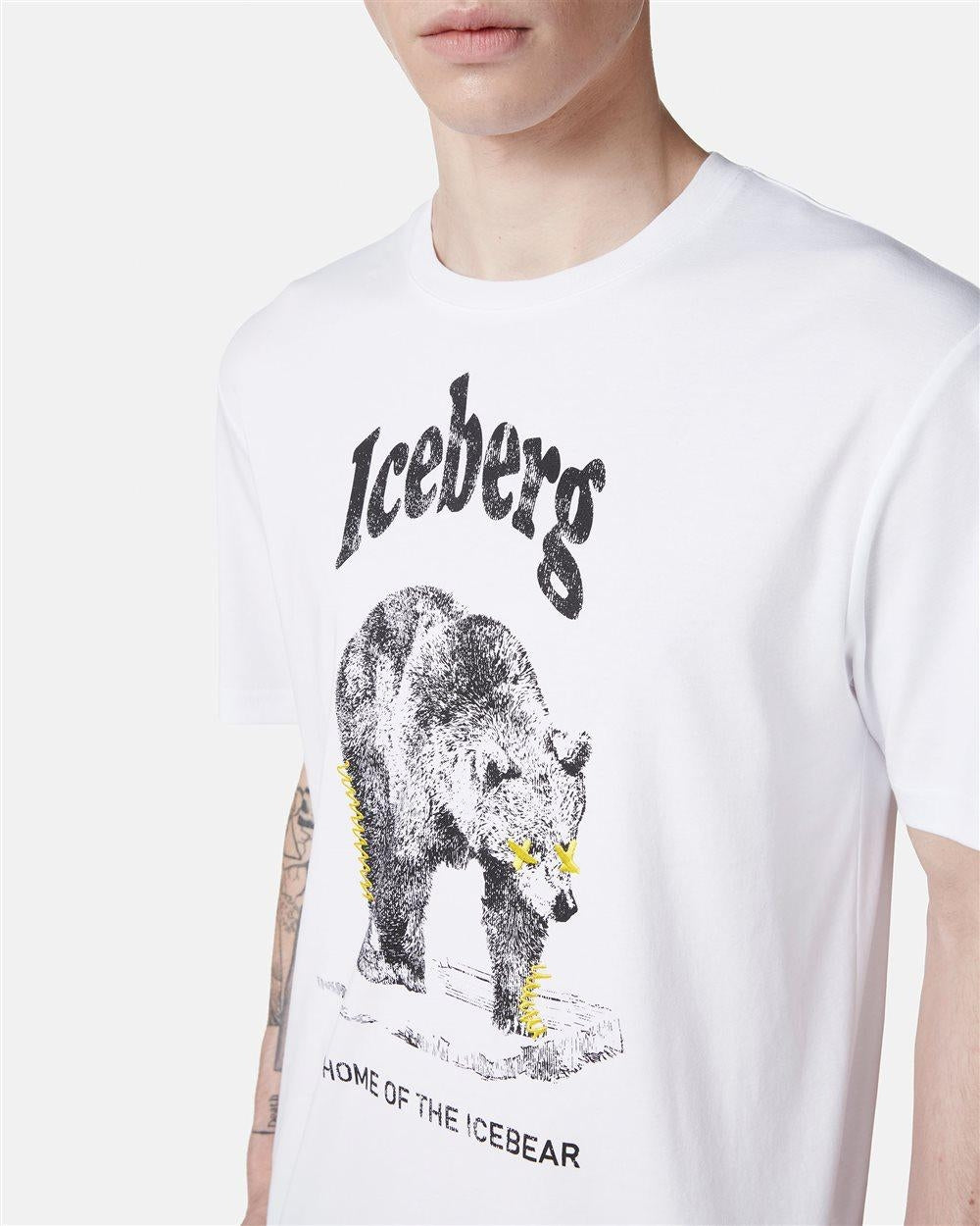 T-Shirt Iceberg con logo stampa e ricamo uomo