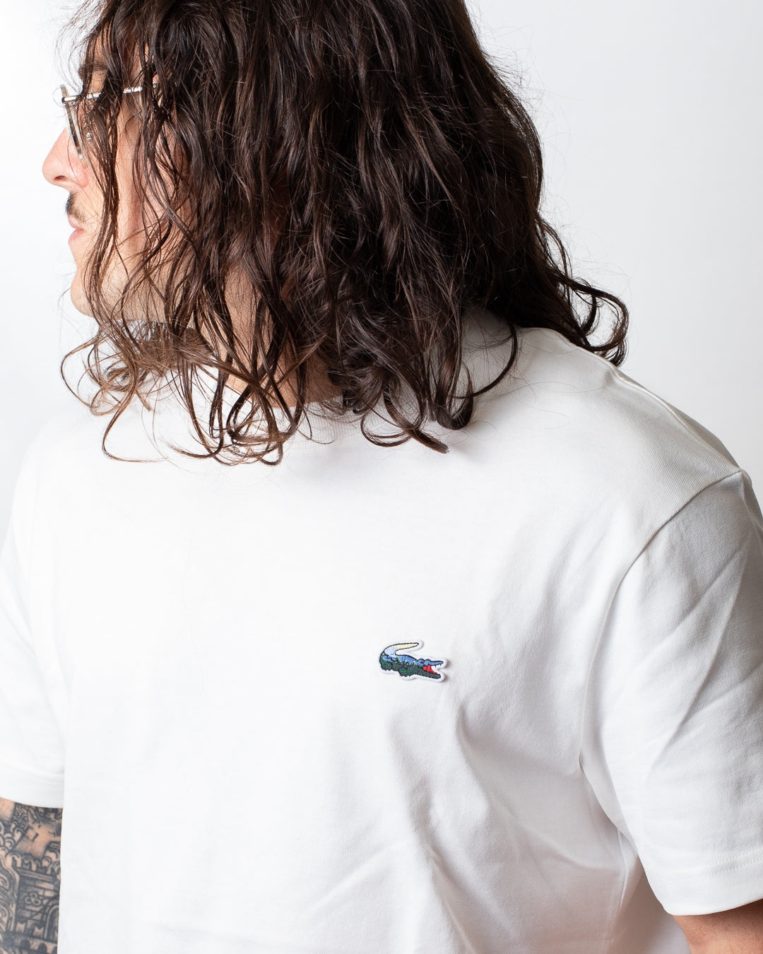 T-Shirt Lacoste classic fit con logo multicolor uomo