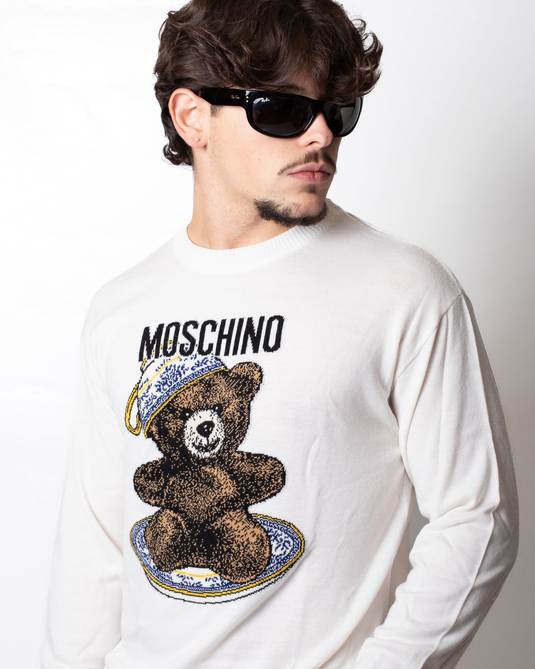 Maglia Moschino in lana con ricamo Teddy Bear