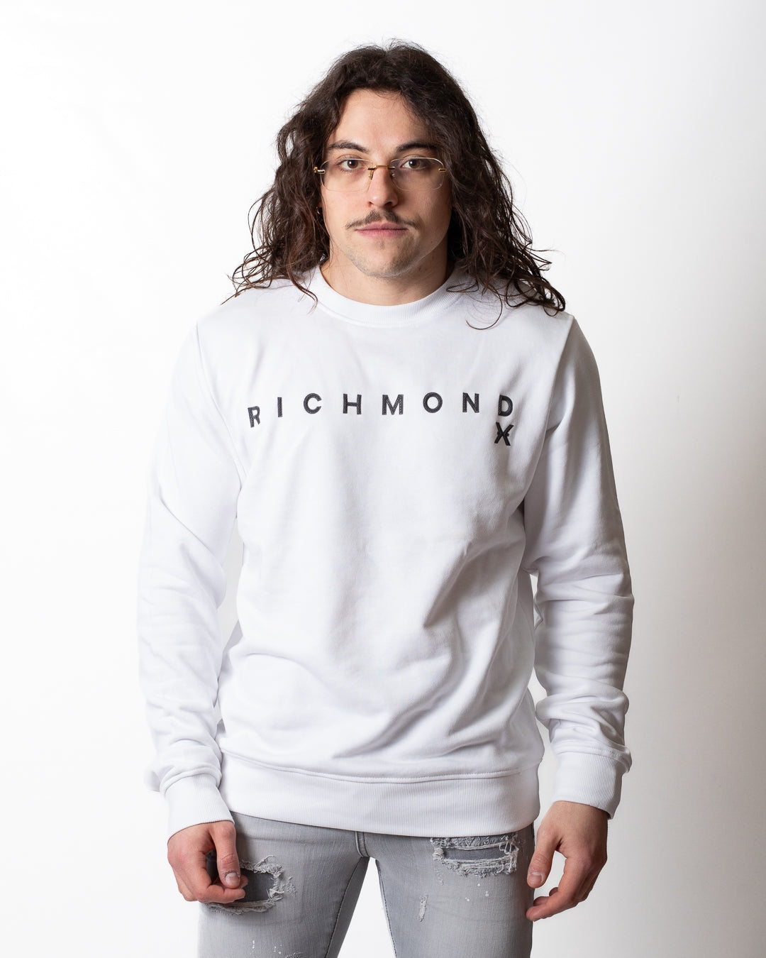 Felpa Richmond X girocollo con logo in rilievo uomo