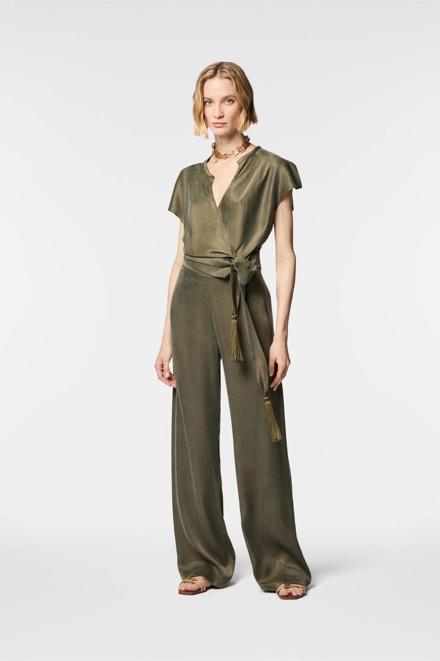 Pantalone Nenette in tencel a gamba larga donna