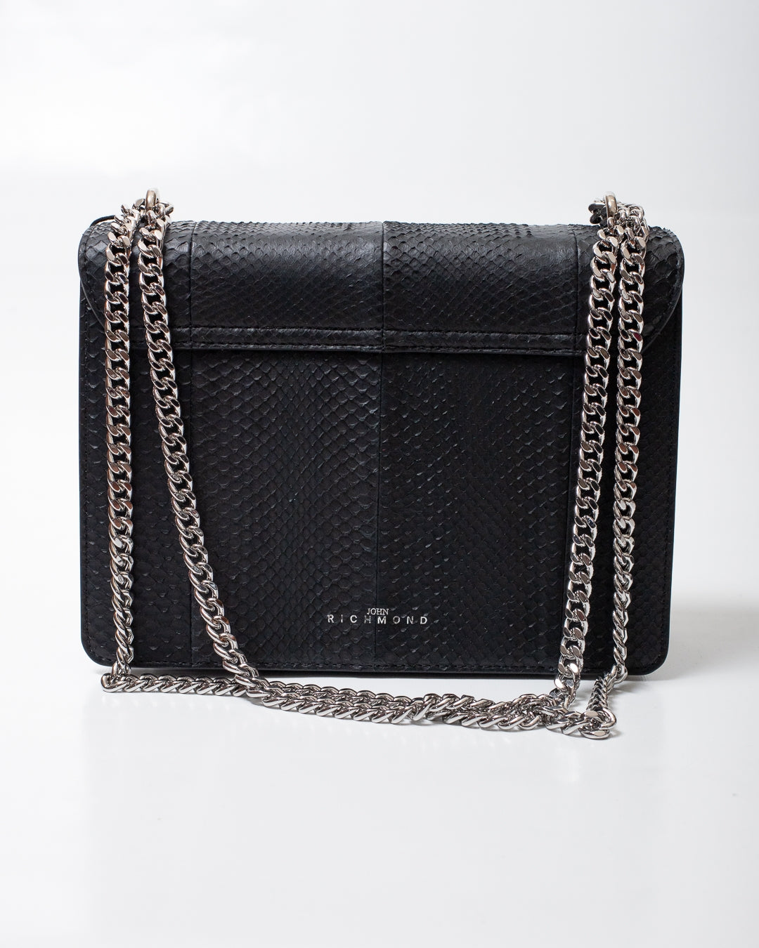 Borsa John Richmond black pitonata con maxi placca donna