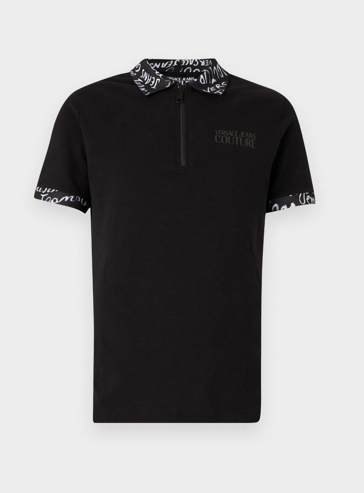 Polo Versace Jeans Couture con colletto logato e zip uomo
