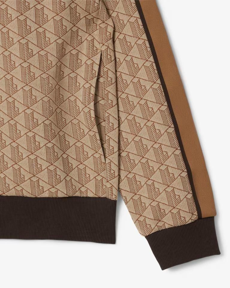 Felpa Lacoste con zip logata allover uomo