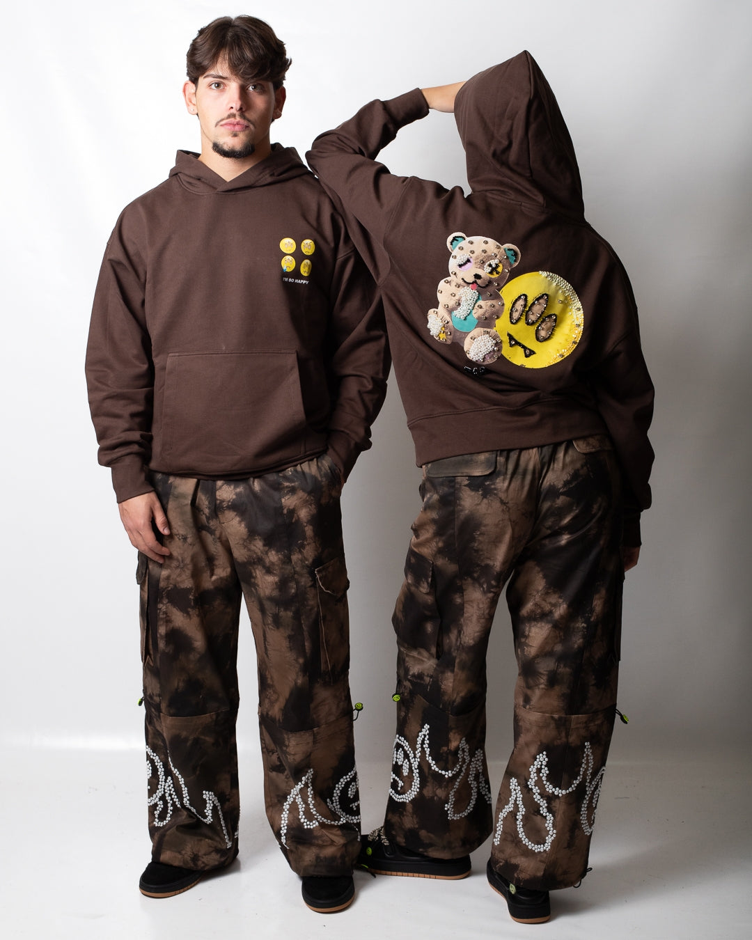 Felpa Barrow "Emoji" con cappuccio, strass e perline