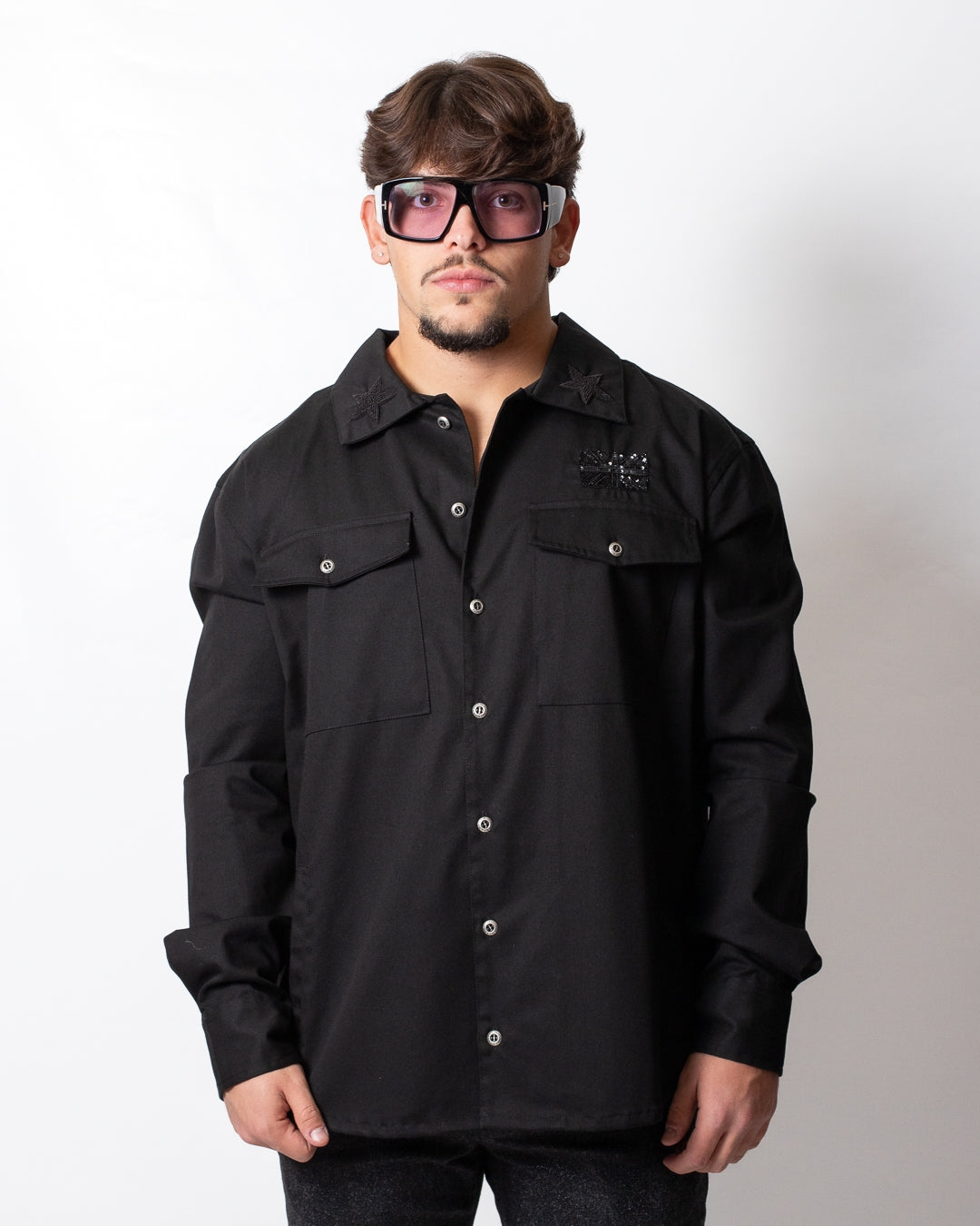 Camicia John Richmond con patch e ricami uomo
