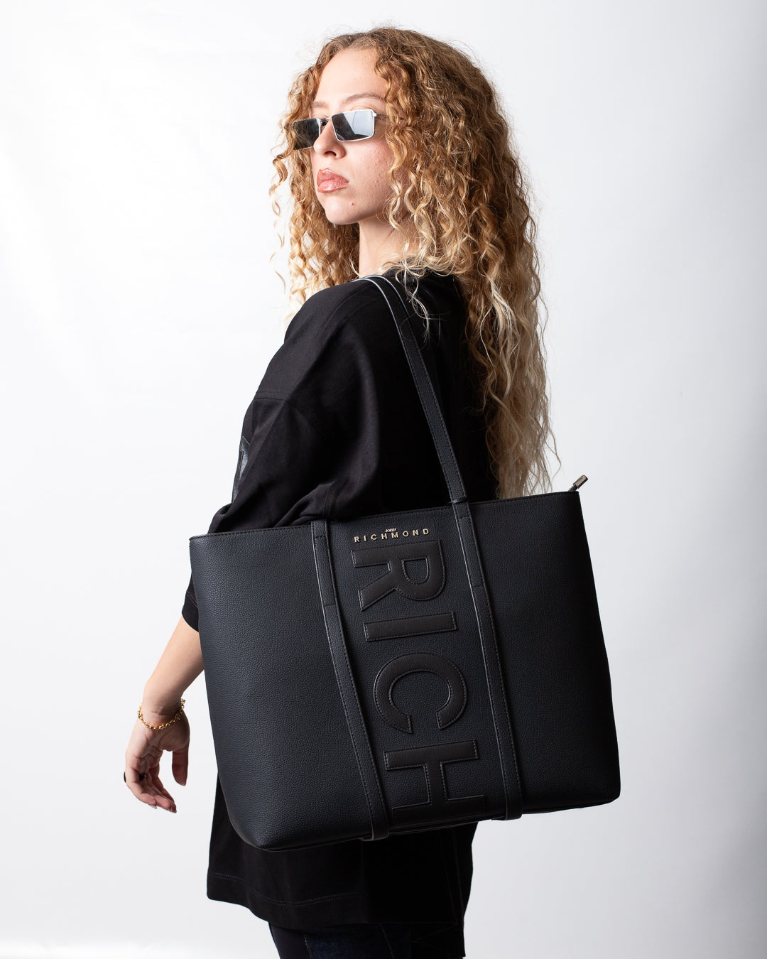 Borsa John Richmond "Shopping Bag" con logo patch donna