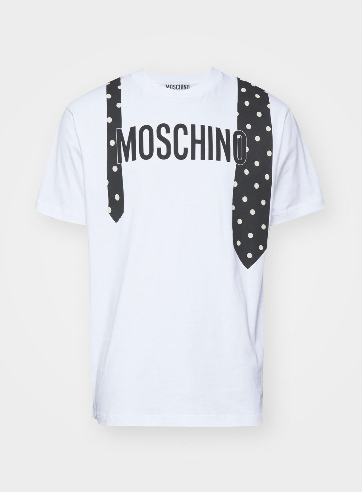 T-Shirt Moschino con maxi logo e cravatta stampa uomo