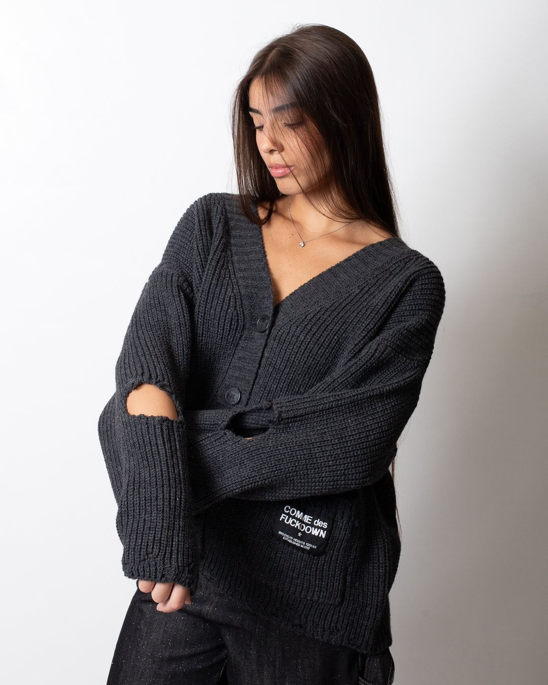 Cardigan Comme des Fuckdown con etichetta logata donna